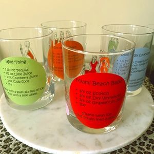 Set of Highball Glasses w/Cocktail Recipes